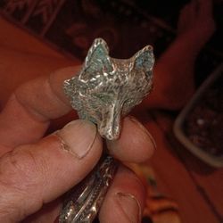 Handmade Mexico Silver Wolf Vintage