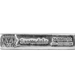 Scottsdale mint 20oz long cast 999 fine silver bar. 