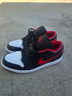 Air Jordan 1 Low "White Toe" (Fire Red / Black) size 12