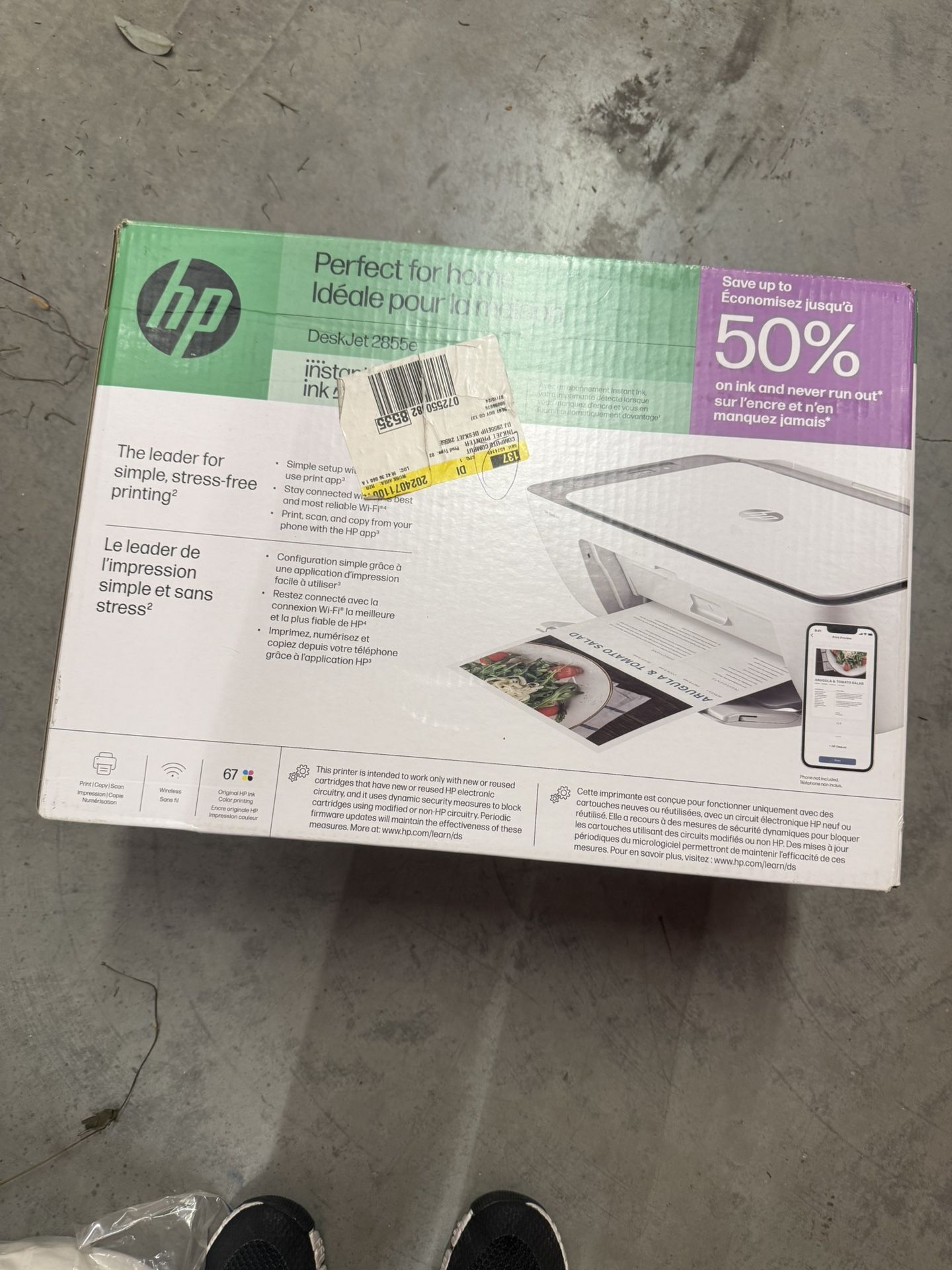 HP DeskJet 2855e Wireless All-in-One Color Inkjet Printer, Scanner, Copier,