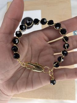 Handmade Bracelet 18k With Black Stone 