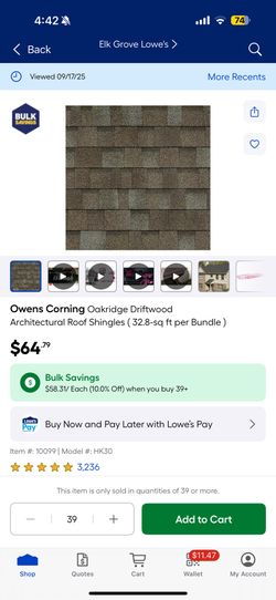 Owens Corning Oakridge Driftwood Architectural Roof Shingles