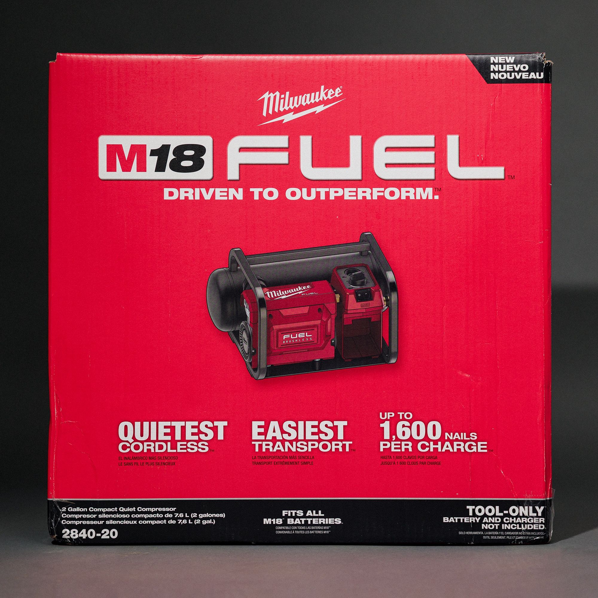 Milwaukee M18 FUEL 18V Brushless Cordless 2 Gal Compact Quiet Electric Compressor, NEW, Tool Only