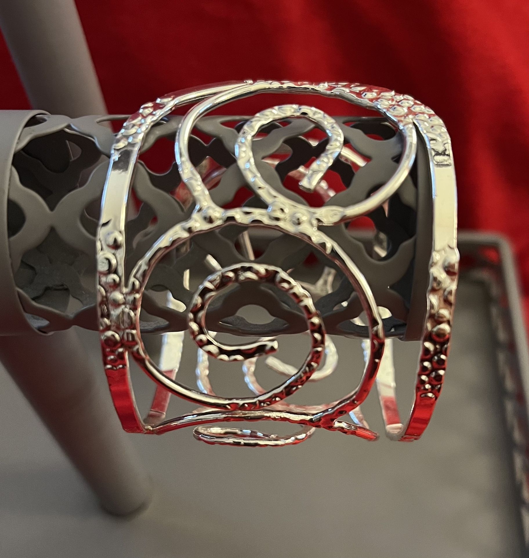 Silver Wide Cuff Bracelet 