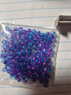 130 2mm blue and purple glass beads