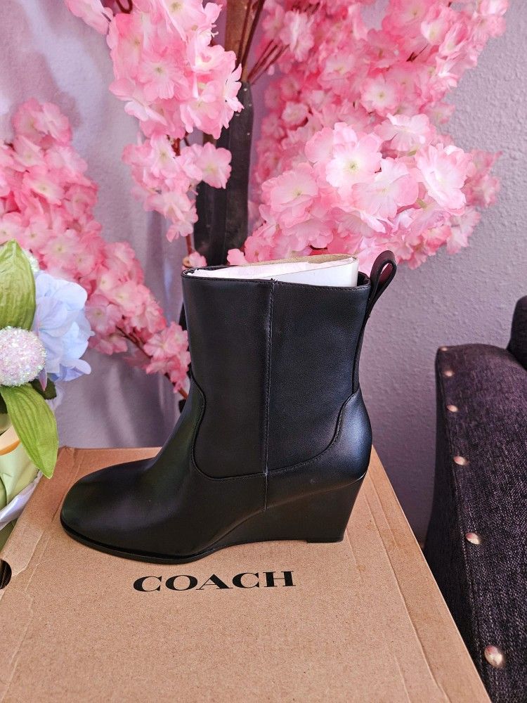 Women's Coach Mid High Boots In Black
