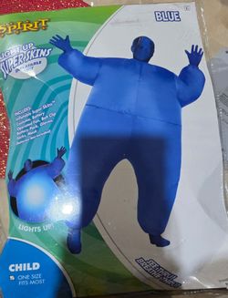 Spirit Light-Up Super Skins Blue Inflatable Costume Child one size fits most children
