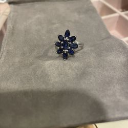 Sapphire Blue Sterling Silver Ring 