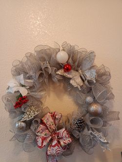 Silver Deco Mesh Wreath 