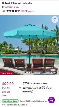 Hobert 9' Market Umbrella - Size: 94.5" H x 106" W x 106" D