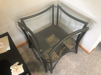 2x End Tables Glass Top