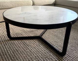 West Elm round marble coffee table
