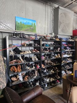 Large metal display shelf, truck or SUV required for transport, over 10 feet wide, 76" tall, 16" depth