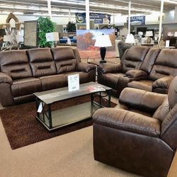Stoneland Chocolate Reclining Living Room Set /couch /Sofa and Loveseat 