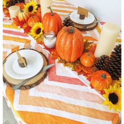 Winlyn 8 Pcs Assorted Artificial Orange Pumpkins Harvest Decorative Foam Pumpkins for Farmhouse Rustic Fall Thanksgiving Halloween Tabletop Centerpiec