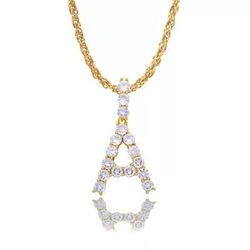 18K Gold Plated Stainless Steel Alphabet Letter CZ