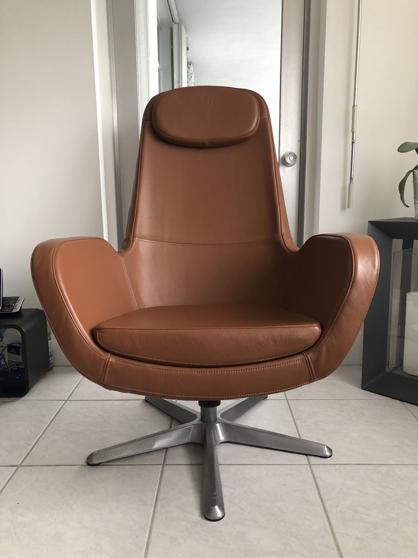 Arvika Brown Leather Swivel Chair IKEA