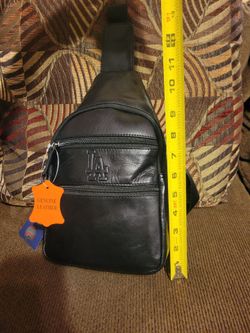 Men's Los Angeles Dodgers Black Leather