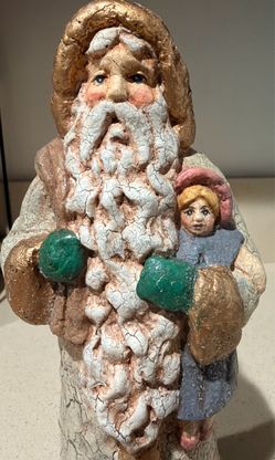 Hand-Painted Santa Claus Figurine with Child