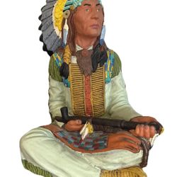 Native American Indian Chief Statue Figure Peace Tribal Colorful Vintage Retro
