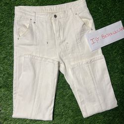Vintage straight patchwork jeans (white) 