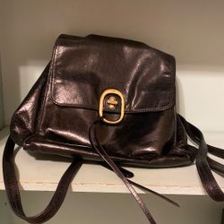 Hobo Black PU Leather Small Backpack