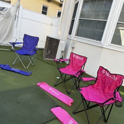 3 Folding Camping Chairs – 2 Brand New T-Mobile Chairs + 1 Pre-Owned