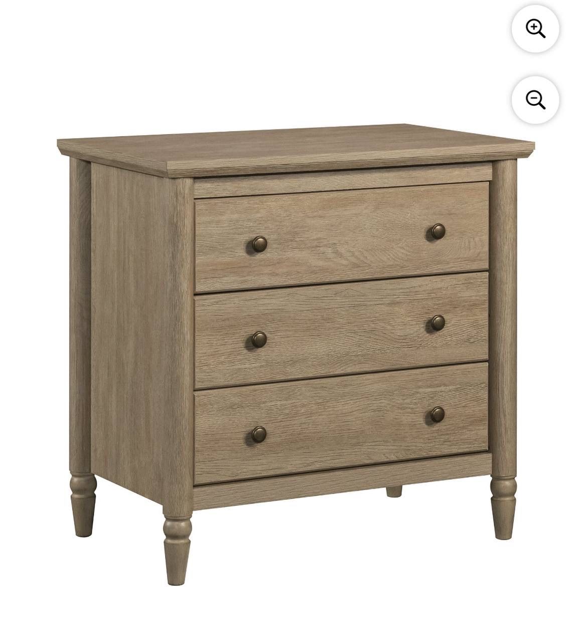 My Texas House Monroe 3 Drawer Nightstand with USB, Brushed Oak Finish. Damaged
