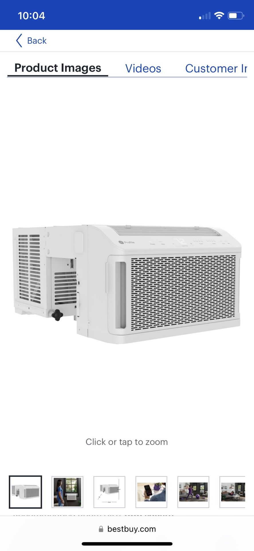 GE Profile - ClearView 350 Sq. Ft. 8,300 BTU Smart Ultra Quiet Window Air Conditioner - White