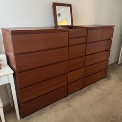 IKEA 3-Piece 18 Drawer Dresser with Pop Up Mirror and Jewelry Storage Good Condition
