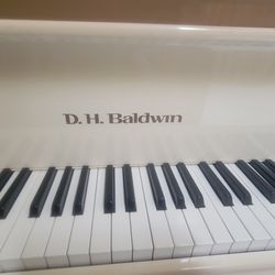White D.H. Baldwin Baby Grand Piano with PianoDisc Player System