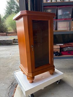 Small Glass Door WINE CABINET or Display Case with Shelf COMPACT BAR