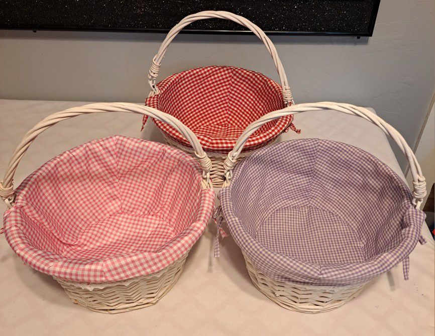 Wicker Easter Baskets Gift Baskets Bundle Pink Purple Red NEW!