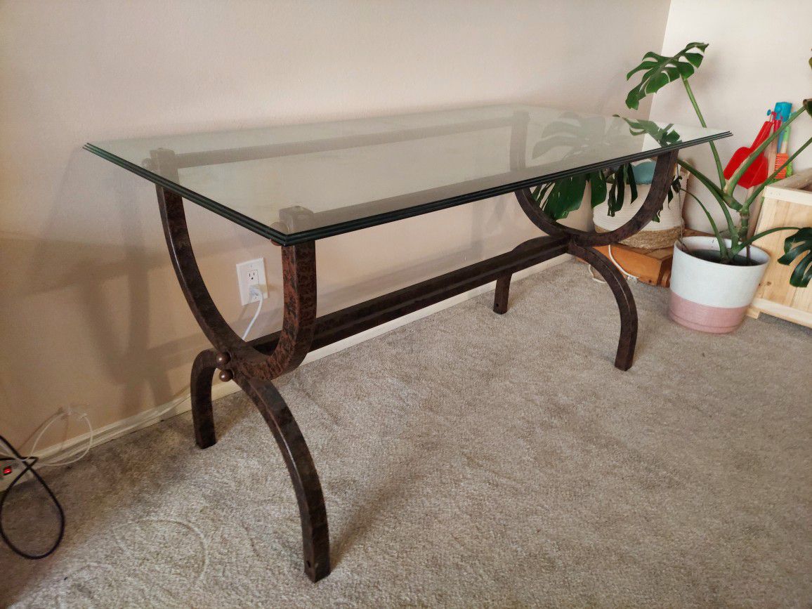 Oil Rubbed Bronze Glass Table/Desk