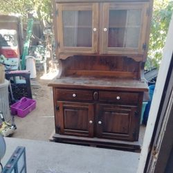 Two Piece Vintage Maple Hutch