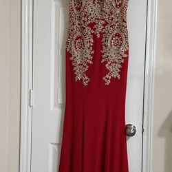 Prom Dress Red and Gold