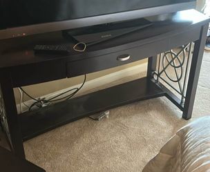 Dark Brown Wood TV Stand Console Table