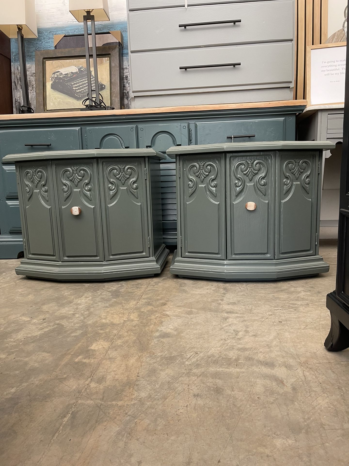Green, Solid Oak Side Table Read Ad