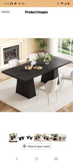 Black Wood Rectangular Dining Table