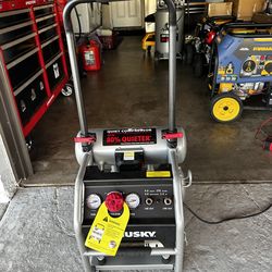 New husky 4.5gallon portable air compressor. Try before you buy. Pick up only.