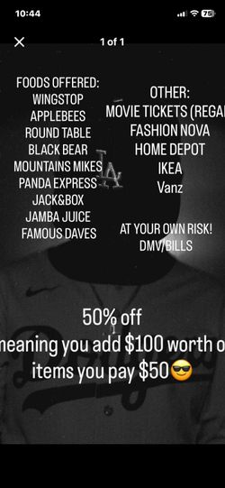 HALF OFF FOOD,STORES,ETC