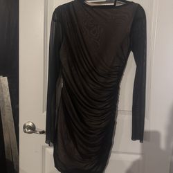 Zara Elegant Black Ruched Dress Size S