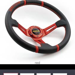 Car Modified Drift Racing Steering Wheel Universal 350mm 14 inch Suede Leather Deep Dish Games Consoles E sports  Comes in 4 different colors. Red , B