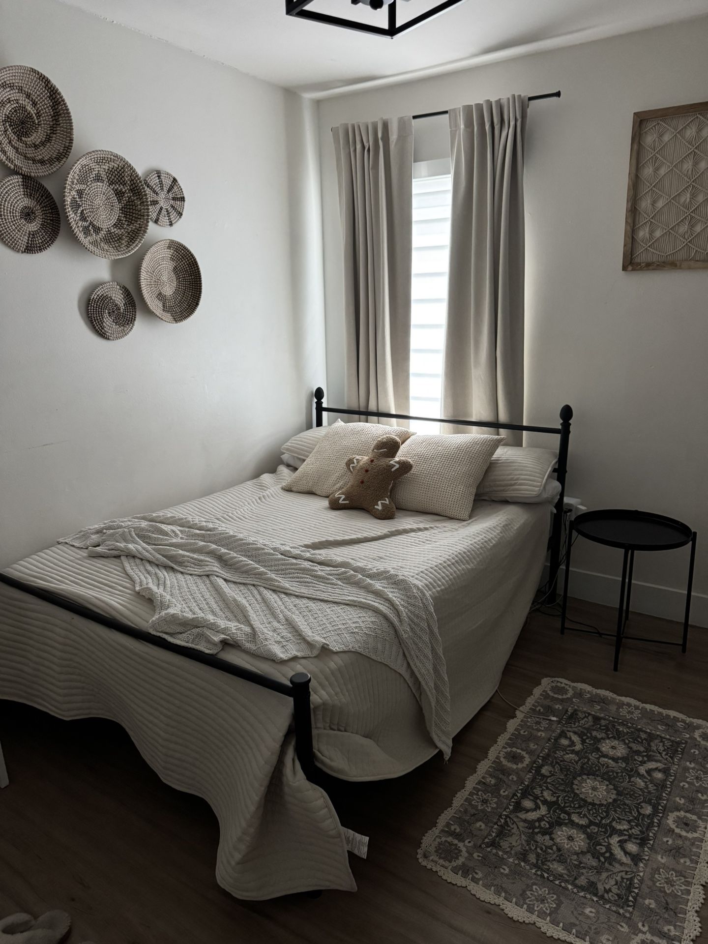 Full size metal bed frame and nighstand