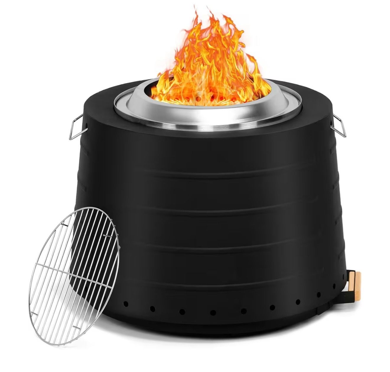 20” Smokeless Firepit with Removable Ash Pan, 304 Stainless Steel Outdoor Fire Pit for Outside Wood Burning, Portable Fire Pit for Patio Camping Backy