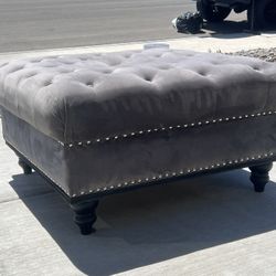 Gray Velvet Ottoman 