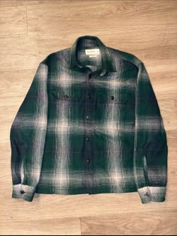 Abercrombie & Fitch Men's Green Plaid Relaxed Flannel Shacket Jacket M