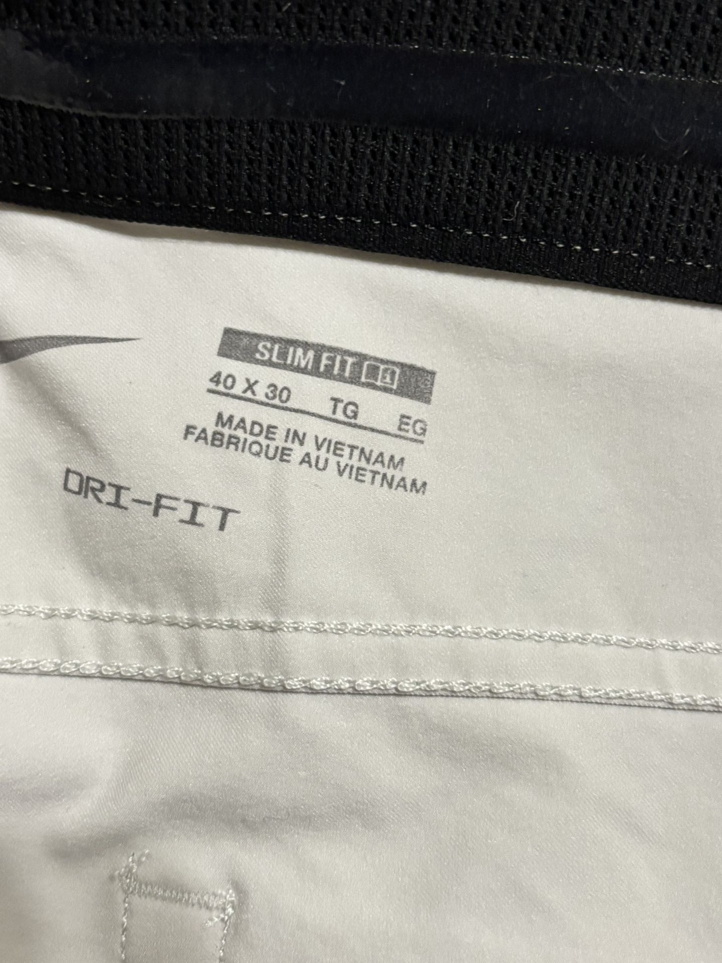 Nike 5 Pocket Men's Golf Pants Slim Fit, Dri Fit, White, Size 40x30