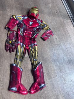 Marvel Avengers Iron Man Kids Costume w/ Mask, Gauntlet & Boot Covers - medium