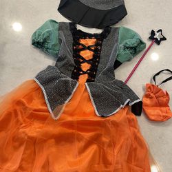 Kids 4pc Halloween witch Costume 7/8